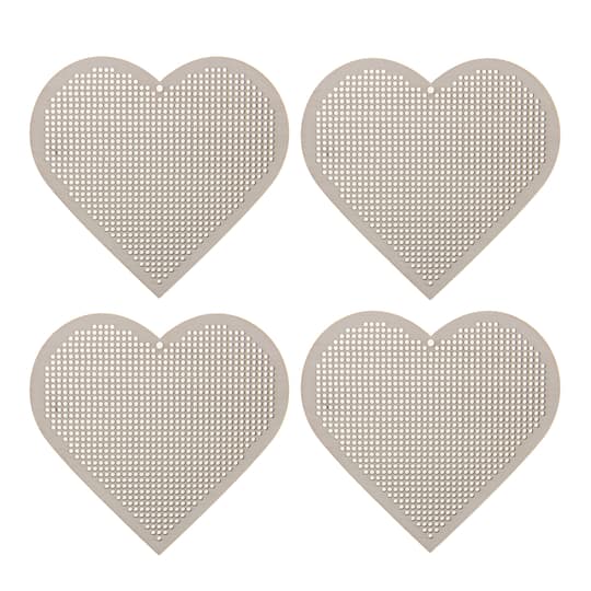 4&#x22; Heart Cross Stitch Wood Canvas, 4ct. by Loops &#x26; Threads&#xAE;